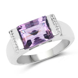 3.00 ct. Genuine Amethyst .925 Sterling Silver Ring