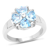 1.92 Carat Genuine Blue Topaz .925 Sterling Silver Ring