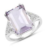 6.13 Carat Genuine Pink Amethyst & White Topaz .925 Sterling Silver Ring