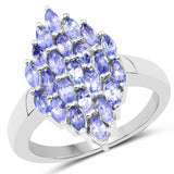 1.84 Carat Genuine Tanzanite .925 Sterling Silver Ring