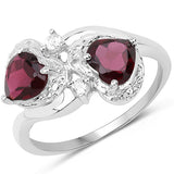 2.04 Carat Genuine Hydrabadi Garnet and White Topaz .925 Sterling Silver Ring Ring