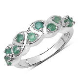 0.70 Carat Genuine Emerald .925 Sterling Silver Ring
