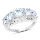 14K White Gold Plated 1.90 Carat Genuine Aquamarine Sterling Silver Ring