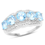 3.00 ct Genuine Blue Topaz .925 Sterling Silver Ring