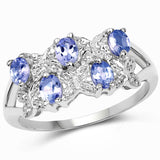 0.85 ct. Genuine Tanzanite .925 Sterling Silver Ring