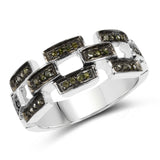 0.20 Carat Genuine Green Diamond .925 Sterling Silver Ring