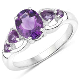 3.00 Carat Genuine Amethyst .925 Sterling Silver Ring