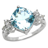 5.35 Carat Genuine Blue Topaz & White Topaz .925 Sterling Silver Ring