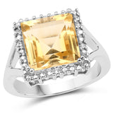 4.90 Carat Genuine Citrine .925 Sterling Silver Ring