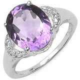 3.21 Carat Genuine Amethyst & White Topaz .925 Sterling Silver Ring