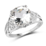3.39 Carat Genuine Crystal Quartz and White Topaz .925 Sterling Silver Ring