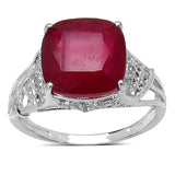 4.20 ct.. t.w. Glass Filled Ruby and White Topaz Ring in Sterling Silver