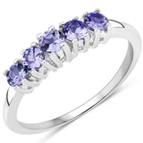 0.50 Carat Genuine Tanzanite .925 Sterling Silver Ring