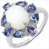 2.92 Carat Genuine Opal & Tanzanite .925 Sterling Silver Ring