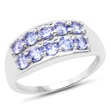 1.00 Carat Genuine Tanzanite .925 Sterling Silver Ring