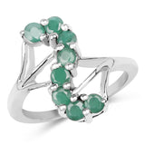 0.80 ct. Genuine Emerald .925 Sterling Silver Ring