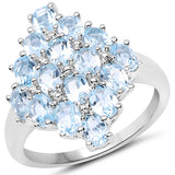 3.04 Carat Genuine Blue Topaz .925 Sterling Silver Ring