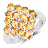 3.52 carat Orange Sapphire .925 Sterling Silver Ring for women