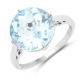 6.50 carat Genuine Blue Topaz .925 Sterling Silver Ring for women