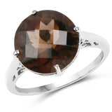 5.76 Carat Genuine Smoky Quartz .925 Sterling Silver Ring