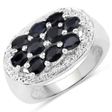2.20 Ct. Genuine Black Sapphire .925 Sterling Silver Ring for women