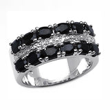 2.66 Carat Genuine Black Sapphire & White Topaz .925 Sterling Silver Ring