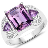4.30 Carat Genuine Amethyst .925 Sterling Silver Ring