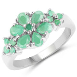 1.11 Carat Genuine Emerald & White Topaz .925 Sterling Silver Ring