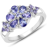 1.14 Carat Genuine Tanzanite and White Topaz .925 Sterling Silver Ring