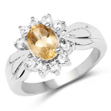 1.60 Carat Genuine Citrine & White Topaz .925 Sterling Silver Ring