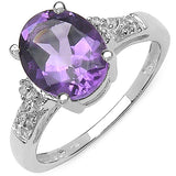 2.26 Carat Genuine Amethyst & White Topaz .925 Sterling Silver Ring