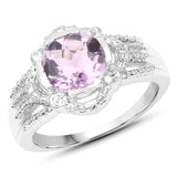 2.44 ct. Genuine Amethyst and White Topaz .925 Sterling Silver Ring