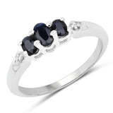0.63 Carat Genuine Blue Sapphire and White Topaz .925 Sterling Silver Ring