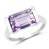 3.88 Carat Genuine Amethyst .925 Sterling Silver Ring