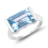 4.00 carat Genuine Blue Topaz .925 Sterling Silver Ring for women