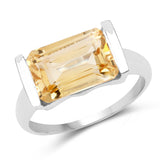 3.88 Carat Genuine Citrine .925 Sterling Silver Ring