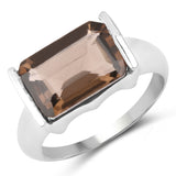 3.18 Carat Genuine Smoky Quartz .925 Sterling Silver Ring