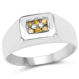 0.14 ct. Genuine Yellow Diamond .925 Sterling Silver Ring