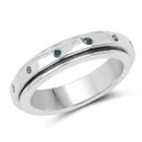 0.14 ct. Genuine Blue Diamond .925 Sterling Silver Ring