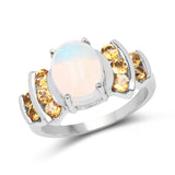 2.35 Carat Genuine Ethiopian Opal & Citrine .925 Sterling Silver Ring
