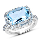 8.08 Carat Genuine Blue Topaz .925 Sterling Silver Ring
