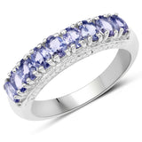 1.53 Carat Genuine Tanzanite .925 Sterling Silver Ring