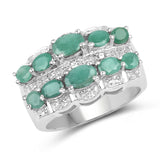 1.83 ct. Genuine Emerald and White Topaz .925 Sterling Silver Ring for women