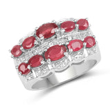 2.41 Carat Genuine Glass Filled Ruby & White Topaz .925 Sterling Silver Ring