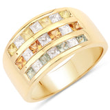 1.68 Carat Genuine Multi Sapphire .925 Sterling Silver Ring