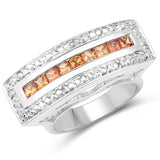 1.08 ct Genuine Orange Sapphire .925 Sterling Silver Ring