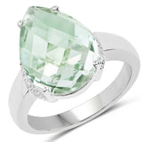 7.40 ct. Genuine Green Amethyst .925 Sterling Silver Ring