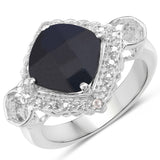 5.55 Carat Dyed Sapphire .925 Sterling Silver Ring