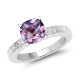 2.31 ct. Genuine Amethyst and White Topaz .925 Sterling Silver Ring
