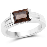 1.62 Carat Genuine Smoky Quartz .925 Sterling Silver Ring